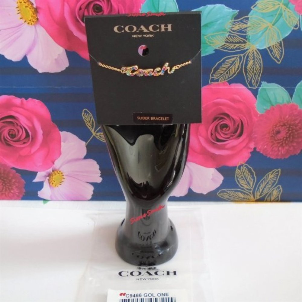 NWT Coach Signature Script Slider Bracelet